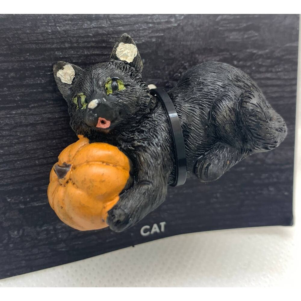 NIP Maker's Halloween Littles BLACK CAT pumpkin miniature figure Joann Joann's
